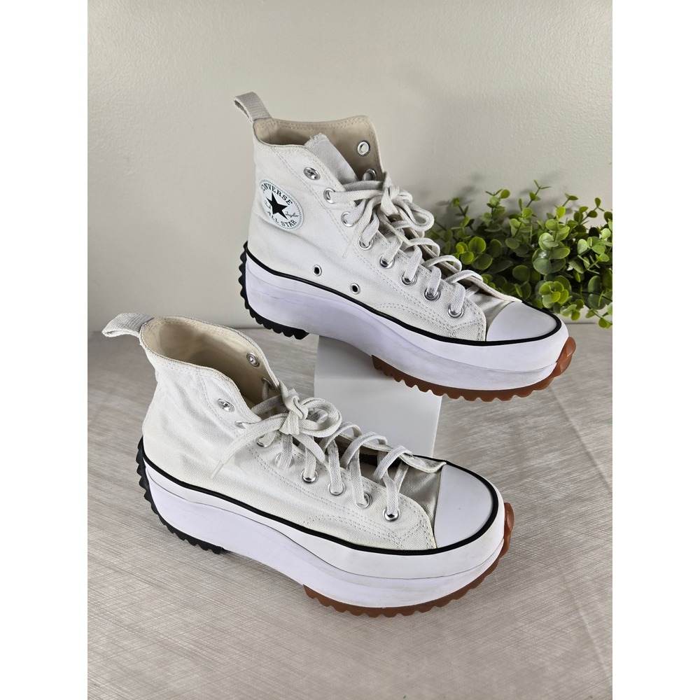 Converse Run Star Hike High Top White Platform Sneakers 166799C Womens 9 Mens7.5